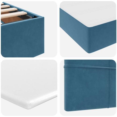 Легло с място за съхранение и LED Тъмен син 120 x 200 cm Кадифе