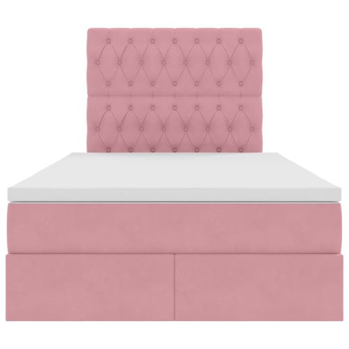 Легло с място за съхранение и LED Розово 120 x 190 cm Кадифе