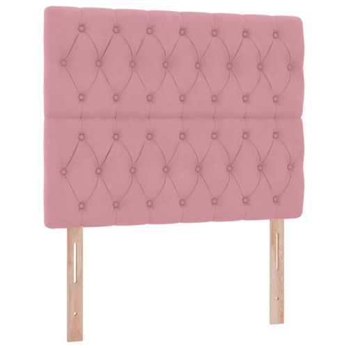 Легло с място за съхранение и LED Розово 120 x 190 cm Кадифе