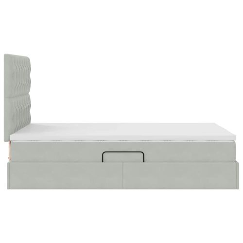 Легло с място за съхранение и LED Светлосиво 120 x 200 cm