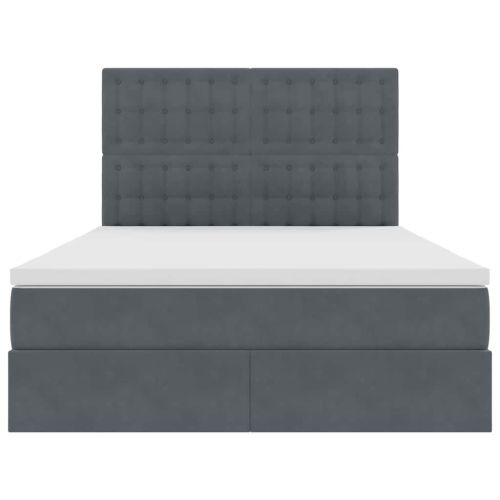 Легло с място за съхранение и LED Тъмен сив 140 x 190 cm Кадифе