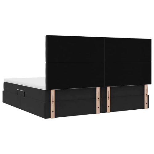 Легло с място за съхранение и LED Черно 200 x 200 cm Кадифе