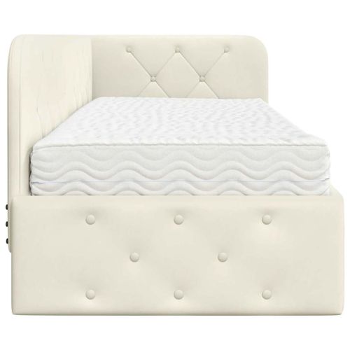 Ъглова рамка за легло с матрак Крем 80 x 200 cm Кадифе