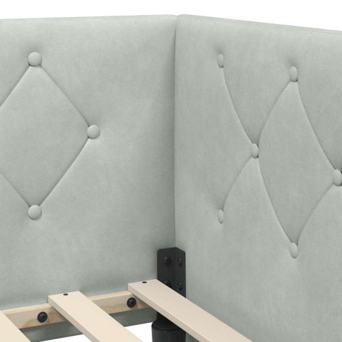 Ъглова рамка за легло с матрак Светлосиво 100 x 200 cm Кадифе