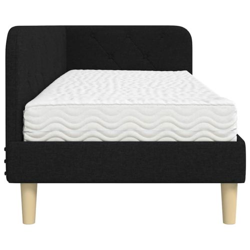 Ъглова рамка за легло с матрак Черно 80 x 200 cm текстил