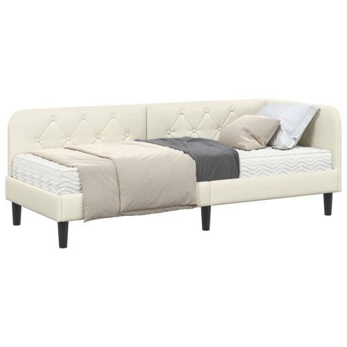 Ъглова рамка за легло с матрак Крем 80 x 200 cm Кадифе