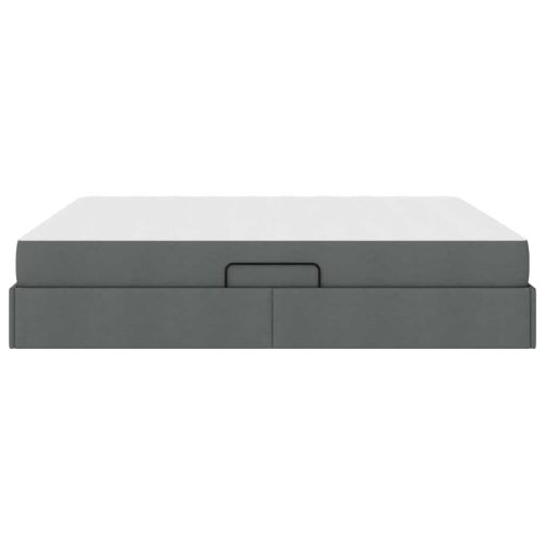 Легло с място за съхранение и матрак Тъмен сив 180 x 200 cm