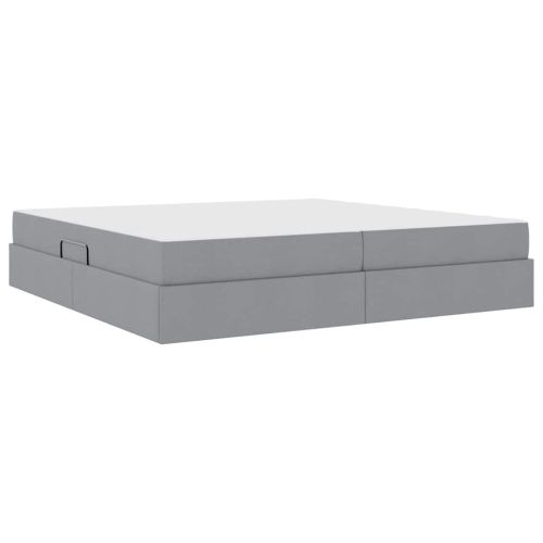 Легло с място за съхранение и матрак Светлосиво 200 x 200 cm