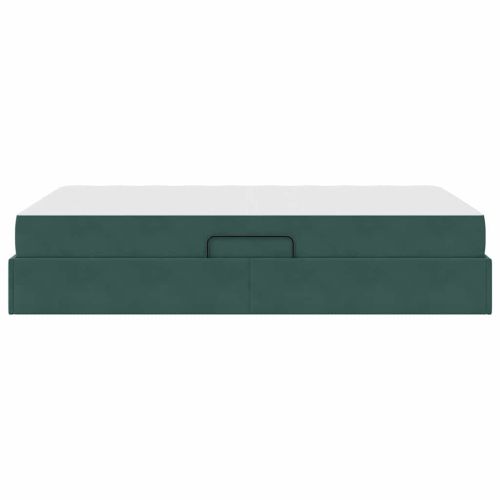 Легло с място за съхранение и матрак Тъмен зелен 120 x 200 cm