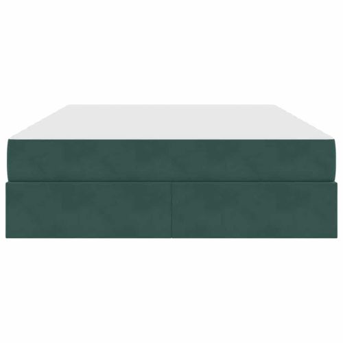 Легло с място за съхранение и матрак Тъмен зелен 140 x 190 cm