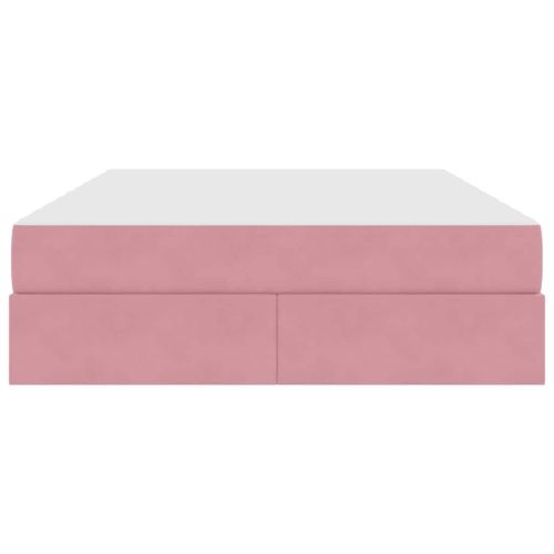 Легло с място за съхранение и матрак Розово 140 x 200 cm Кадифе