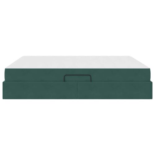 Легло с място за съхранение и матрак Тъмен зелен 180 x 200 cm
