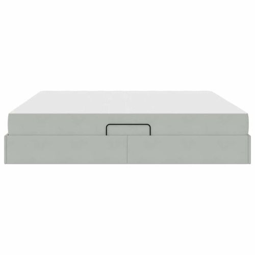 Легло с място за съхранение и матрак Светлосиво 200 x 200 cm