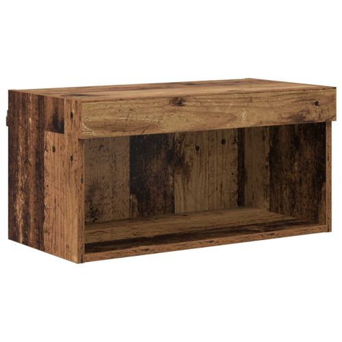 ТВ шкаф Монтиране на стена 7 pcs Старо дърво Инженерно дърво