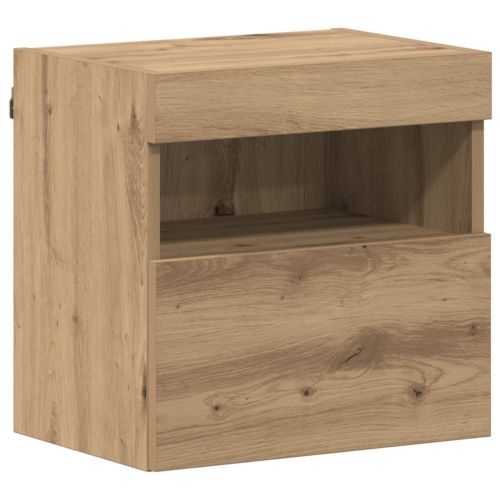 ТВ шкаф С LED лентисти светлини 7 pcs Дъб Инженерно дърво