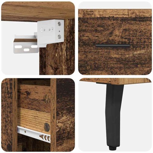 Висок шкаф 2 pcs Старо дърво Инженерна дървесина и стъкло