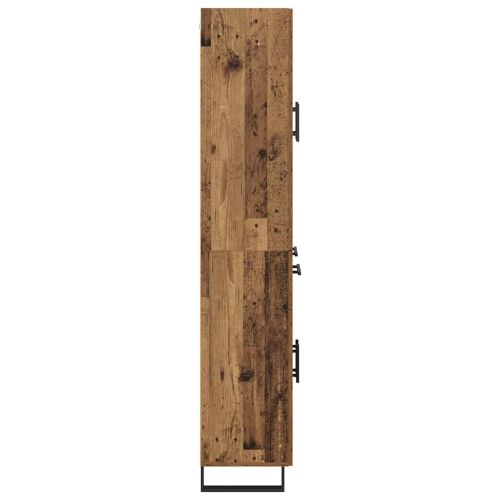 Висок шкаф 2 pcs Старо дърво Инженерна дървесина и стъкло