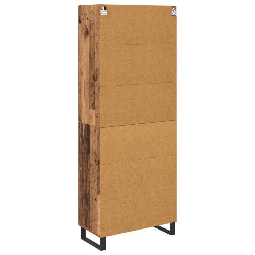 Висок шкаф 2 pcs Старо дърво Инженерна дървесина и стъкло