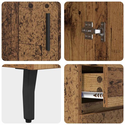 Висок шкаф 2 pcs Старо дърво Инженерна дървесина и стъкло