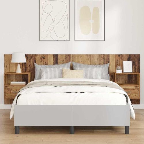 Табла с шкаф с чекмедже 3 pcs Старо дърво Инженерно дърво