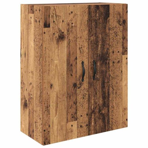 Висок шкаф 2 pcs Старо дърво Инженерна дървесина и стъкло