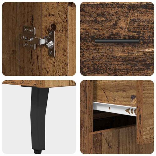 Висок шкаф 2 pcs Старо дърво Инженерна дървесина и стъкло