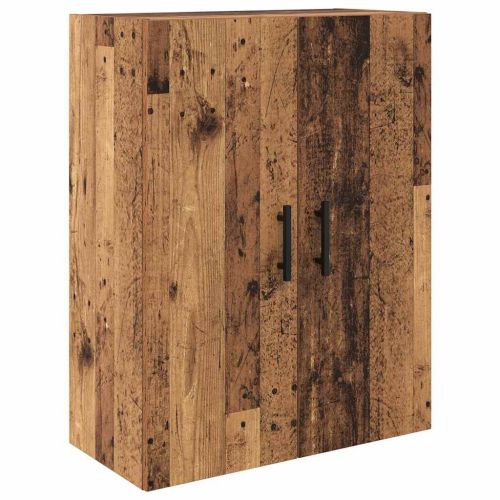 Висок шкаф 2 pcs Старо дърво Инженерна дървесина и стъкло