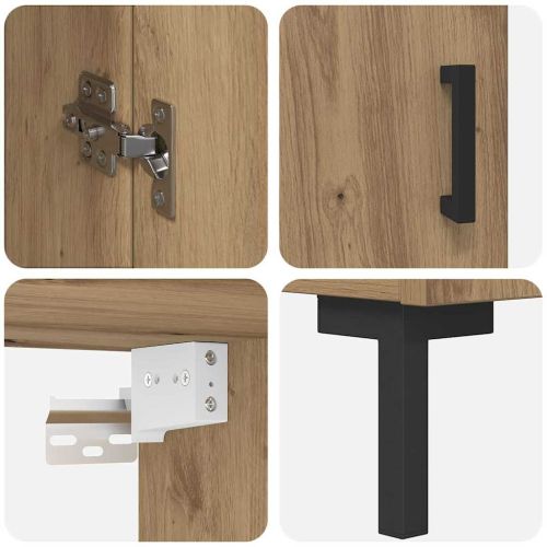 Висок шкаф 2 pcs Дъб Инженерно дърво