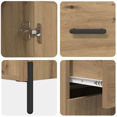 Висок шкаф с чекмедже 2 pcs Дъб Инженерно дърво