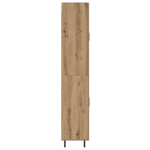 Висок шкаф 2 pcs Дъб Инженерна дървесина и стъкло