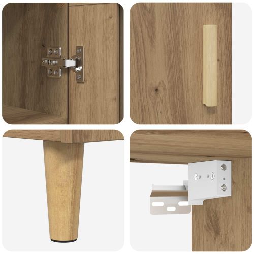 Висок шкаф Дъб 69,5 x 34 x 180 см Инженерна дървесина и стъкло