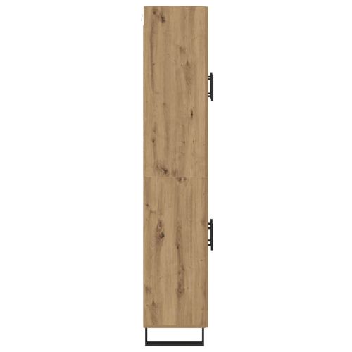 Висок шкаф 2 pcs Дъб Инженерна дървесина и стъкло