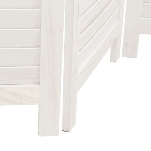 Разделител за стая, 3 панела, бял, дърво пауловния масив