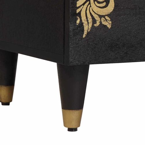 Нощен шкаф 2 pcs Черно 40 x 33 x 46 см Солидно мангово дърво