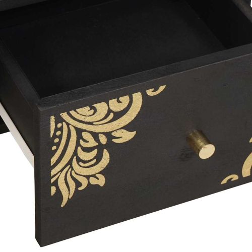 ТВ шкаф с чекмедже Черно 70 x 33 x 46 см Солидно мангово дърво