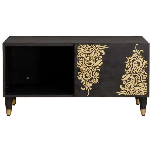 Масичка за кафе Черно 80 x 50 x 40 cm Солидно мангово дърво