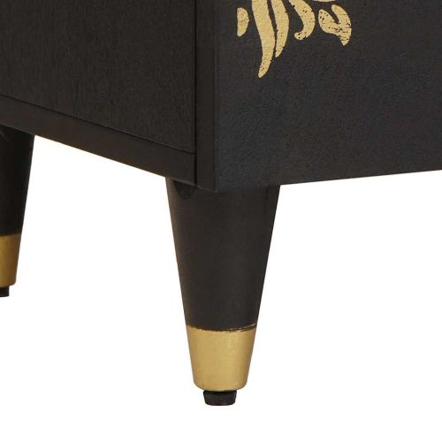 Нощен шкаф Черно 40 x 33 x 46 см Солидно мангово дърво