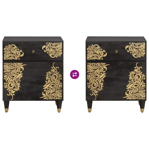 Нощно шкафче с врата с чекмедже Черно 50 x 33 x 60 см