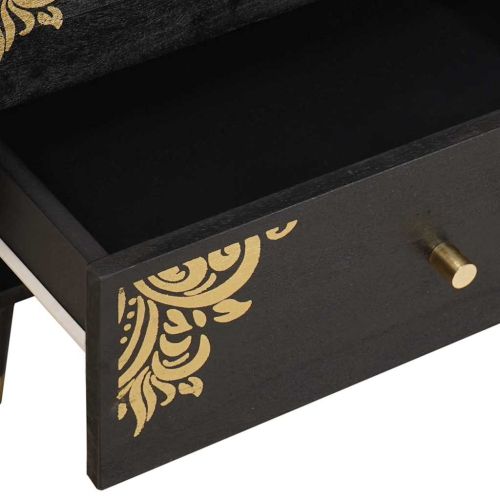 Нощен шкаф Черно 50 x 33 x 62 см Солидно мангово дърво