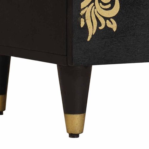 Нощен шкаф Черно 50 x 33 x 62 см Солидно мангово дърво