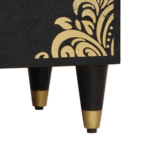 Нощен шкаф Черно 50 x 33 x 62 см Солидно мангово дърво