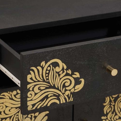 Нощно шкафче с врата с чекмедже Черно 50 x 33 x 60 см