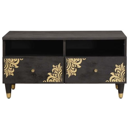 Масичка за кафе Черно 80 x 54 x 40 см Солидно мангово дърво