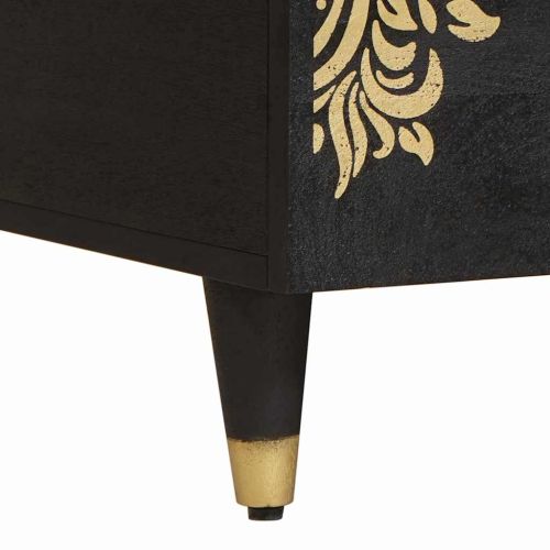 Масичка за кафе Черно 80 x 54 x 40 см Солидно мангово дърво