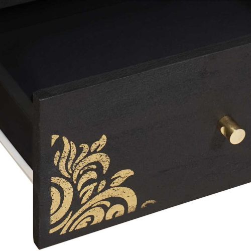 ТВ шкаф с чекмедже Черно 105 x 33 x 46 см Солидно мангово дърво