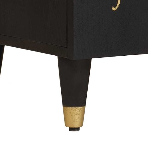 ТВ шкаф с чекмедже Черно 105 x 33 x 46 см Солидно мангово дърво