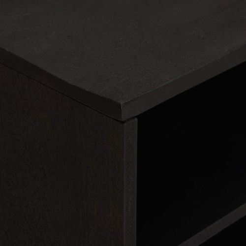 ТВ шкаф с рафт Черно 80 x 33 x 46 см Солидно мангово дърво