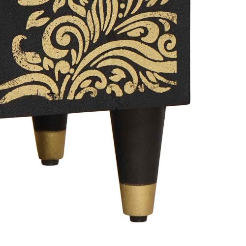 ТВ шкаф с рафт Черно 80 x 33 x 46 см Солидно мангово дърво