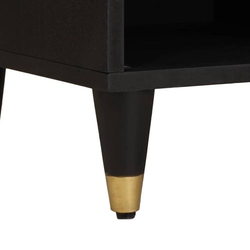 ТВ шкаф с чекмедже Черно 80 x 33 x 46 см Солидно мангово дърво