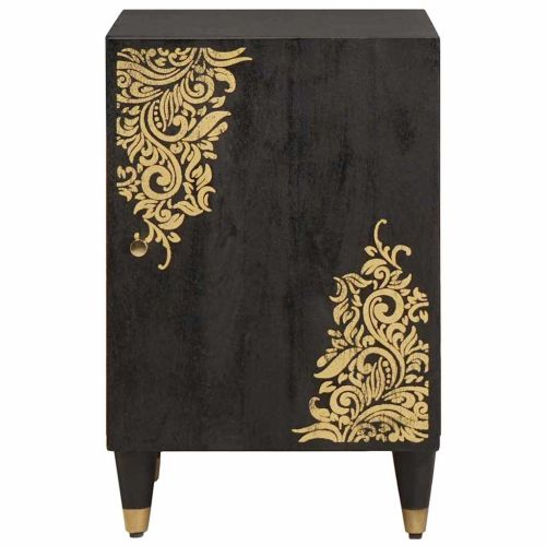 Шкаф за баня Черно 38 x 33 x 58 см Солидно мангово дърво